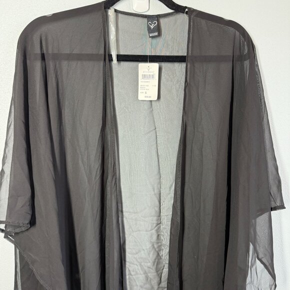 NWT Windsor Womens Sheer Chiffon Kimono Small Black Loose Relaxed Cover Up - Picture 3 of 9